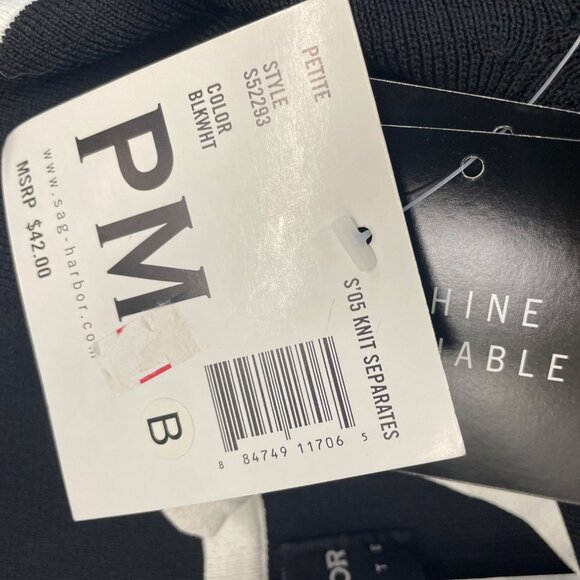 Sag Harbor Womens Black/White Knit Button Front Cardigan Sweater PM - New - Picture 6 of 7